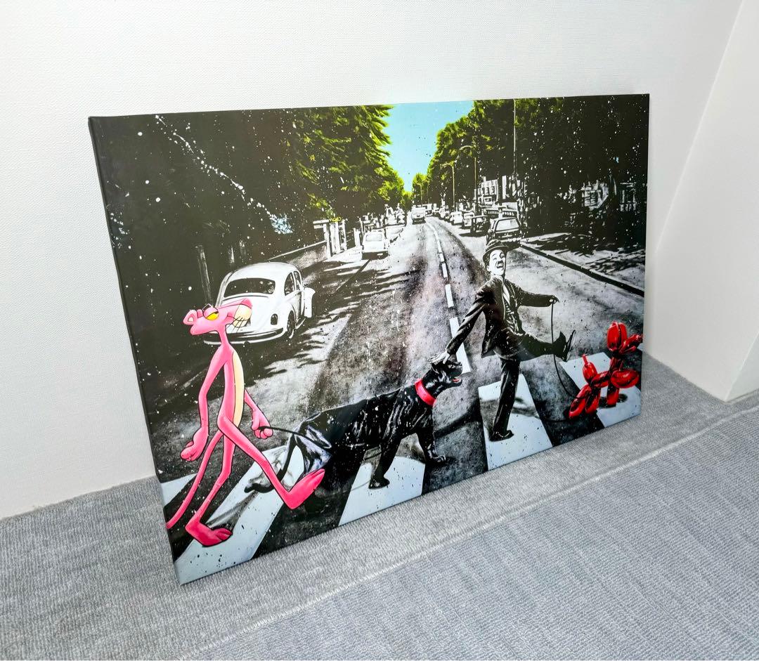 No.115木枠付きキャンバスアート　ビートルズ　チャップリン　アートパネル