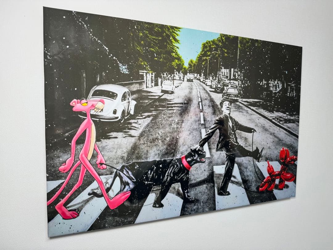 No.115木枠付きキャンバスアート　ビートルズ　チャップリン　アートパネル