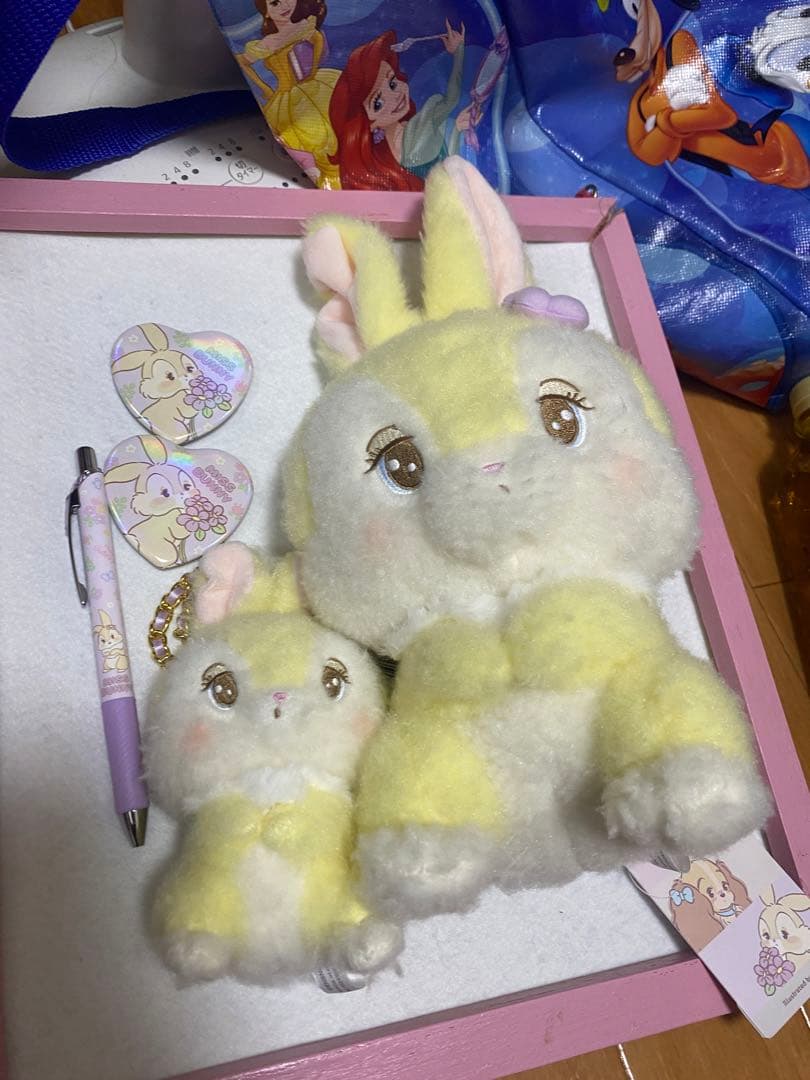 ディズニーストアmikkoミスバニーぬいぐるみキーチェーンとボールペンと缶バッジ