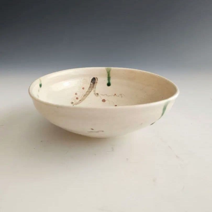 茶碗　抹茶茶碗　馬盥　ばたらい　木箱入　弥七田織部　平茶碗