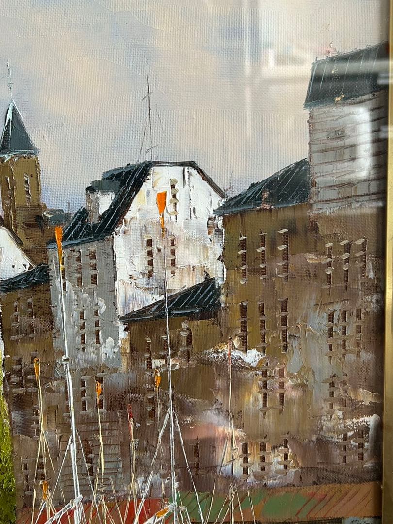 黒沢久 クロワジック港　港の風景 油彩画　フランス美術展出品