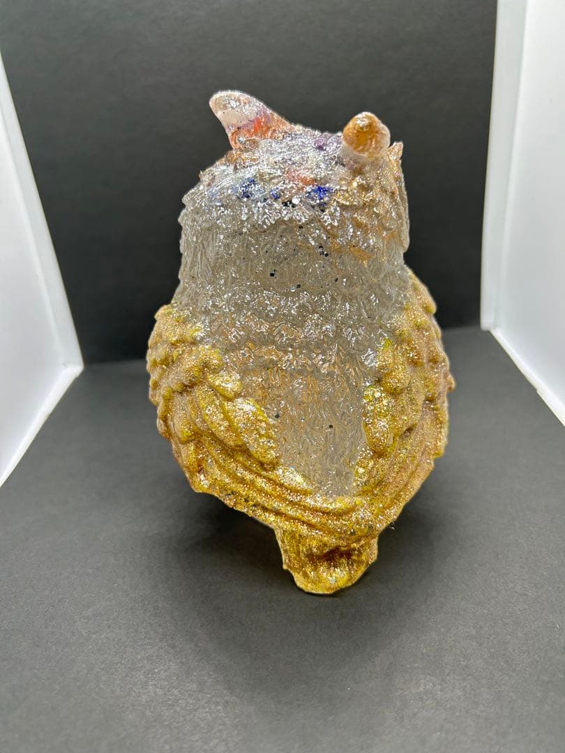 オルゴナイト フクロウ 白蛇の抜け殻 開運 金運 魔除け 家内安全