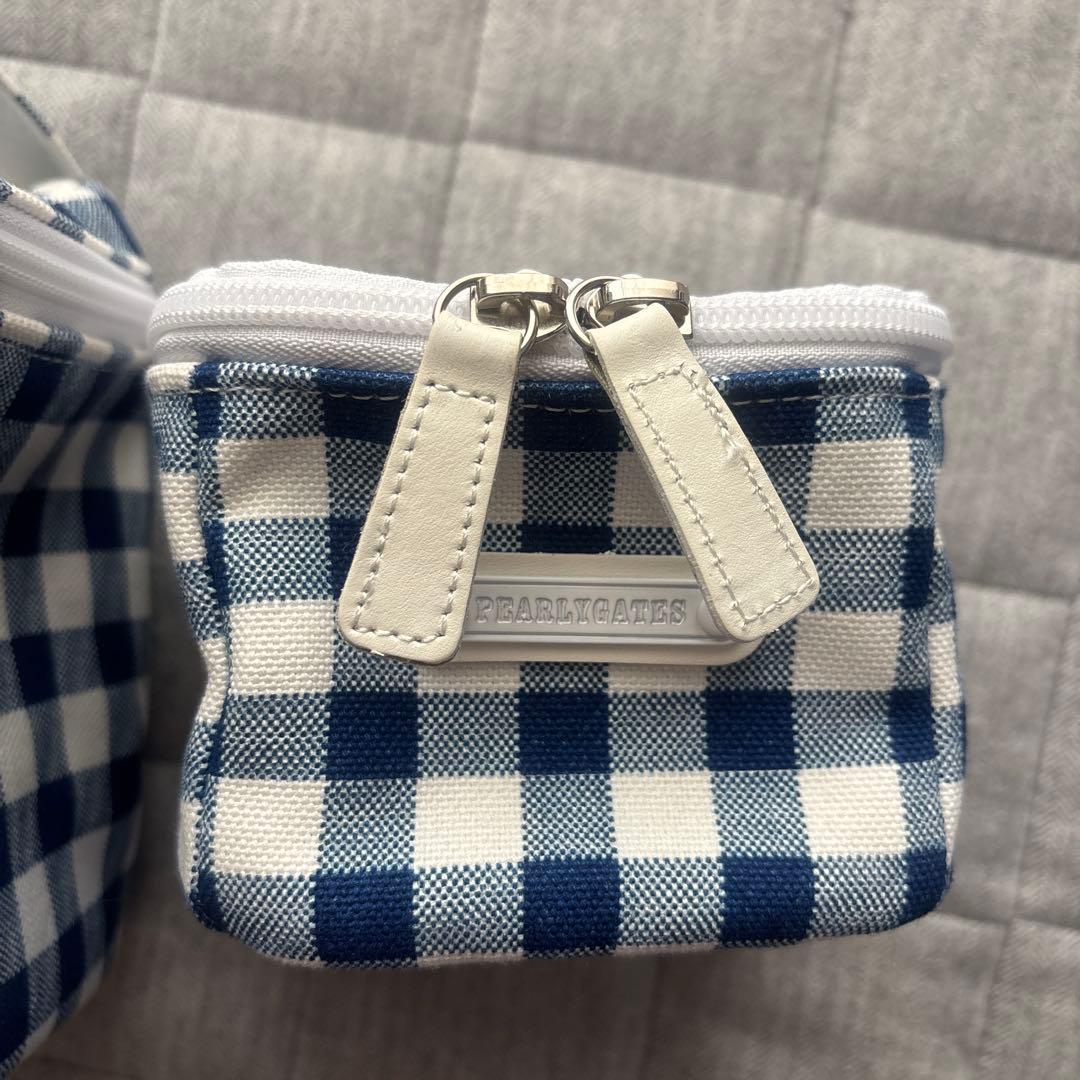 パーリーゲイツ◆ギンガムチェック　カートバッグ　仕切&ポーチつき　ゴルフバック