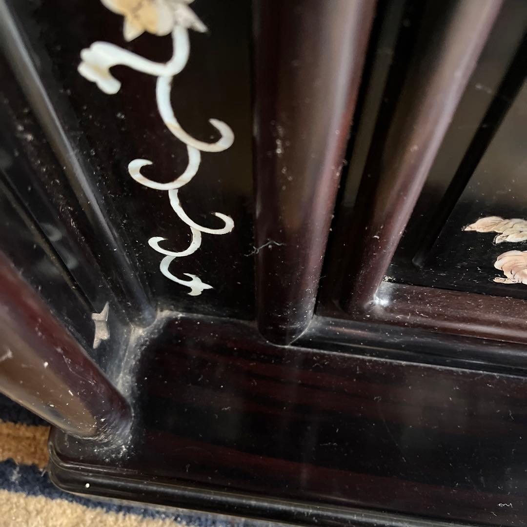 （大特価）中国花蓮で購入した黒色木製家具　茶たんす 3段棚