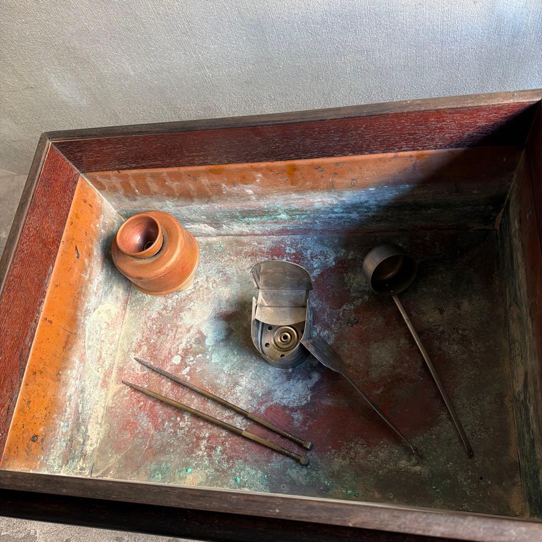 当時物　関東火鉢 欅 長火鉢　欅　黒柿　猫板　時代家具　アンティーク