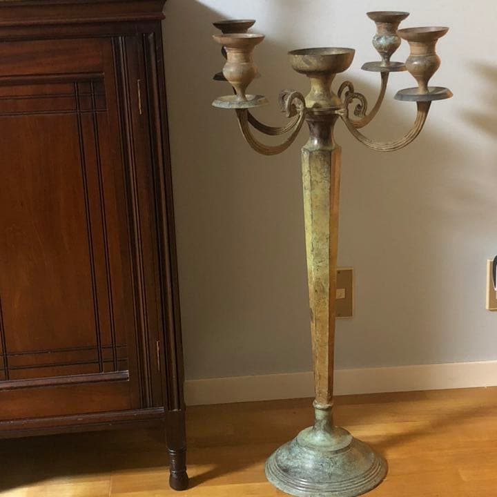 蝋燭　キャンセルスタンド　オブジェ　緑青　アンティーク　5本立て　ビンテージ