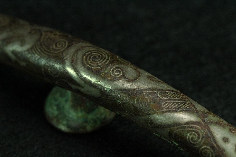 中国美術 青銅 銀象嵌 帯駒 古美術(K-BB491)