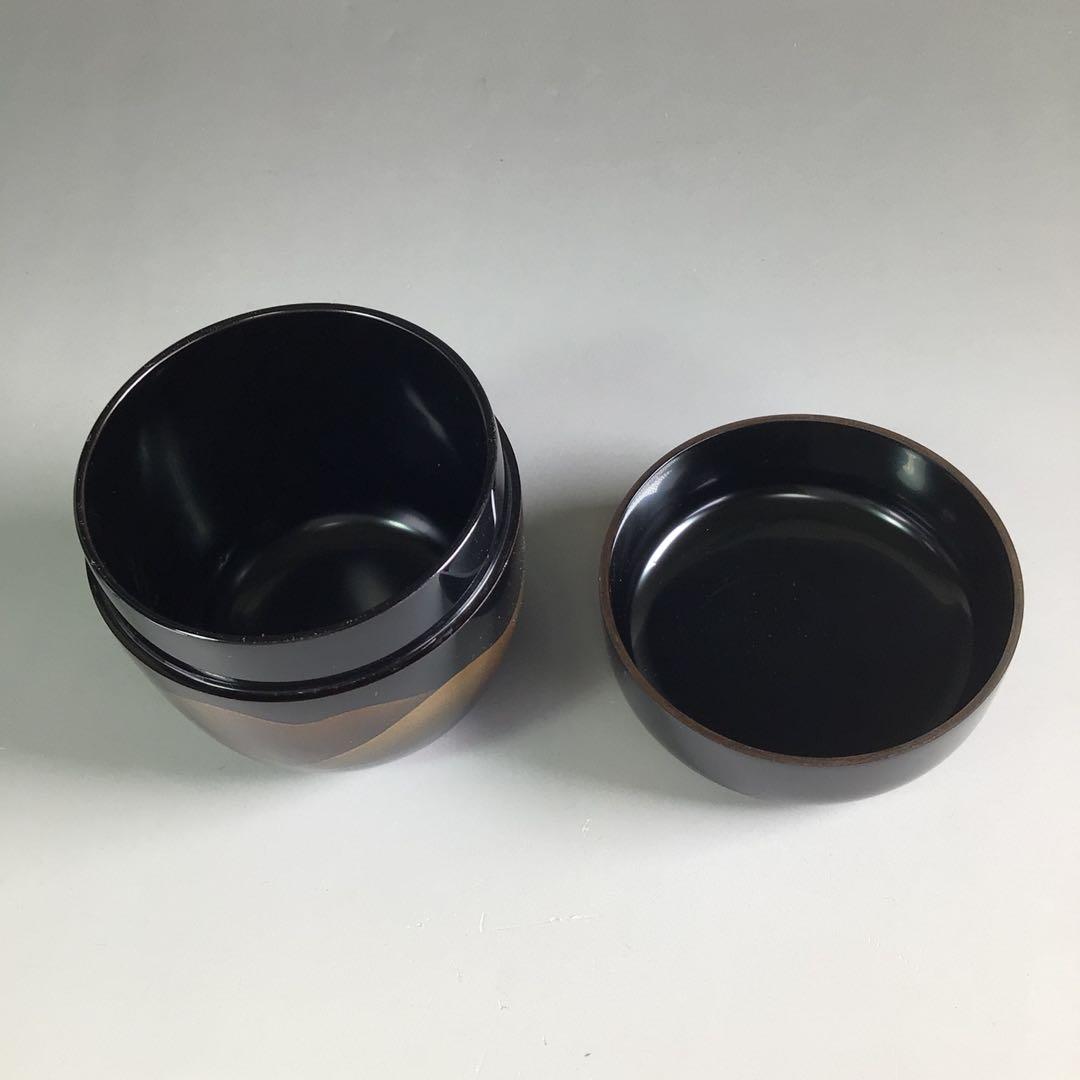 Ｒ３５８　棗　『中村湖舟作』『黒漆塗』『遠山蒔絵』『中棗』　共箱　茶道具