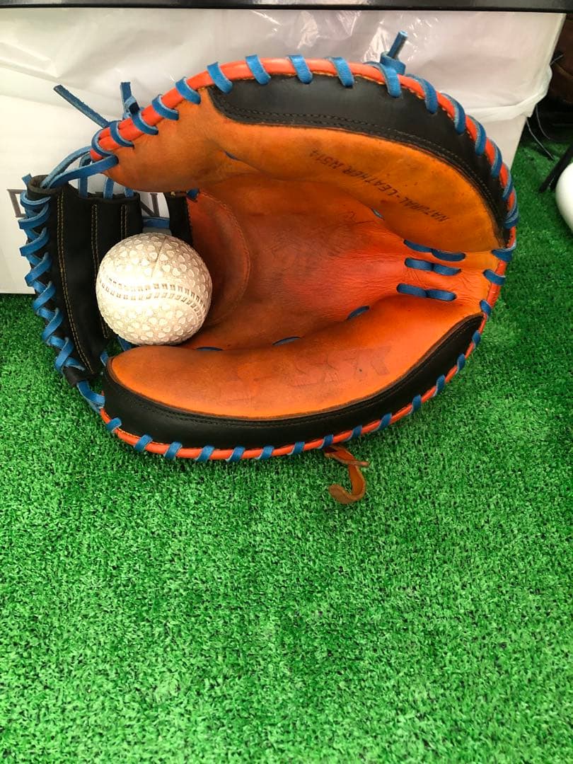 SSKスーパープロ軟式キャッチャーミット 黒/オレンジ/青