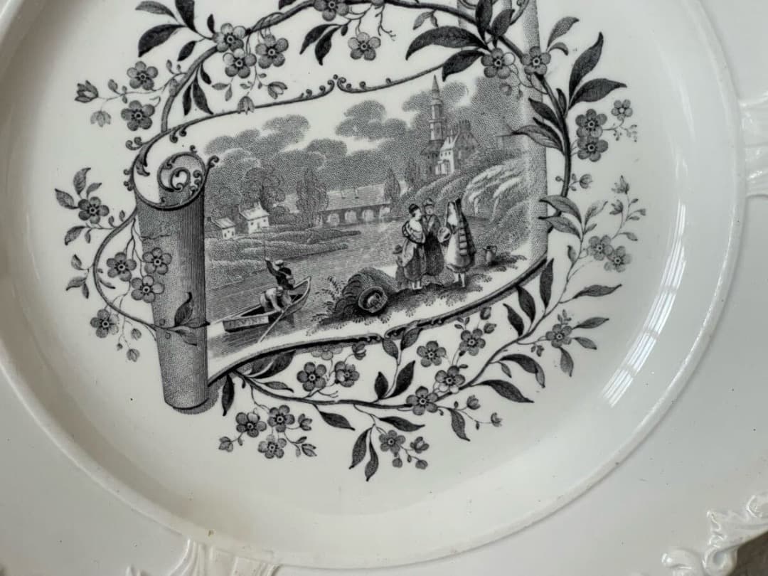 フランス アンティーク ボルドー窯 David JOHONSTON グリザイユ