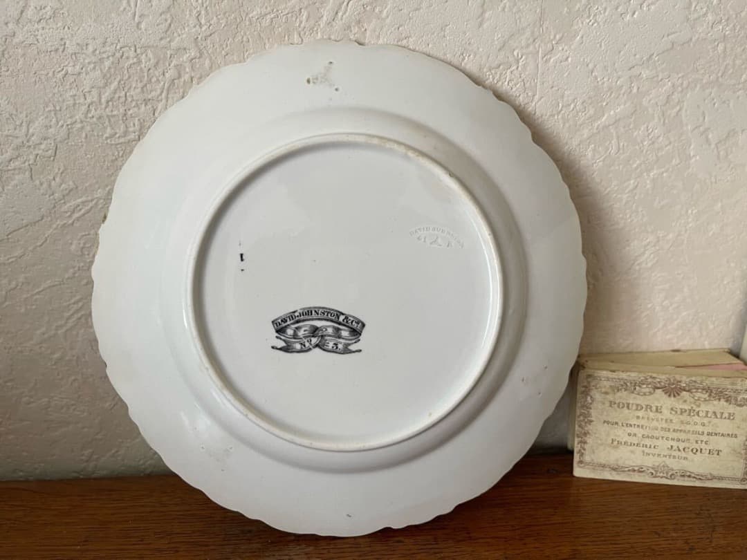 フランス アンティーク ボルドー窯 David JOHONSTON グリザイユ