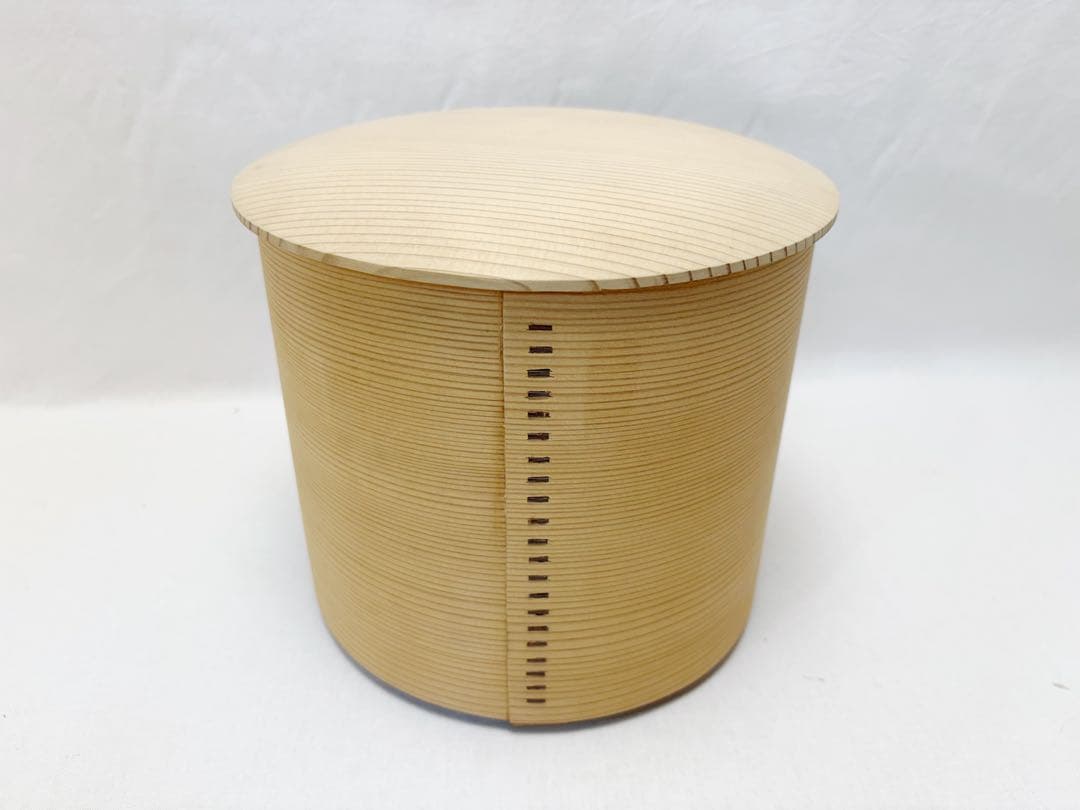 未使用 茶道具 杉木地 曲水指 利休形 曲物 綴目 水屋道具 茶器 水差し 元箱