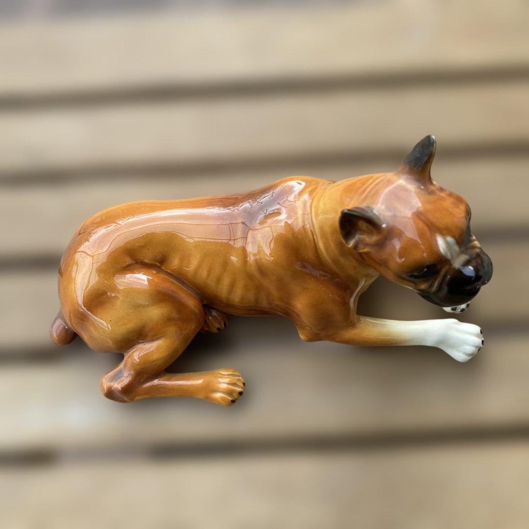 陶器製犬像 ボクサー　米国輸出用日本製 NAPCOWARE ベイビーアニマル