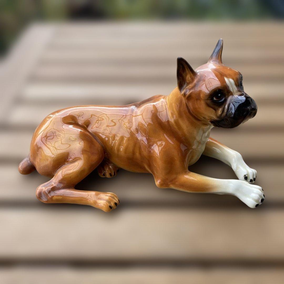 陶器製犬像 ボクサー　米国輸出用日本製 NAPCOWARE ベイビーアニマル