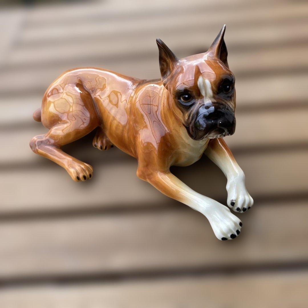 陶器製犬像 ボクサー　米国輸出用日本製 NAPCOWARE ベイビーアニマル