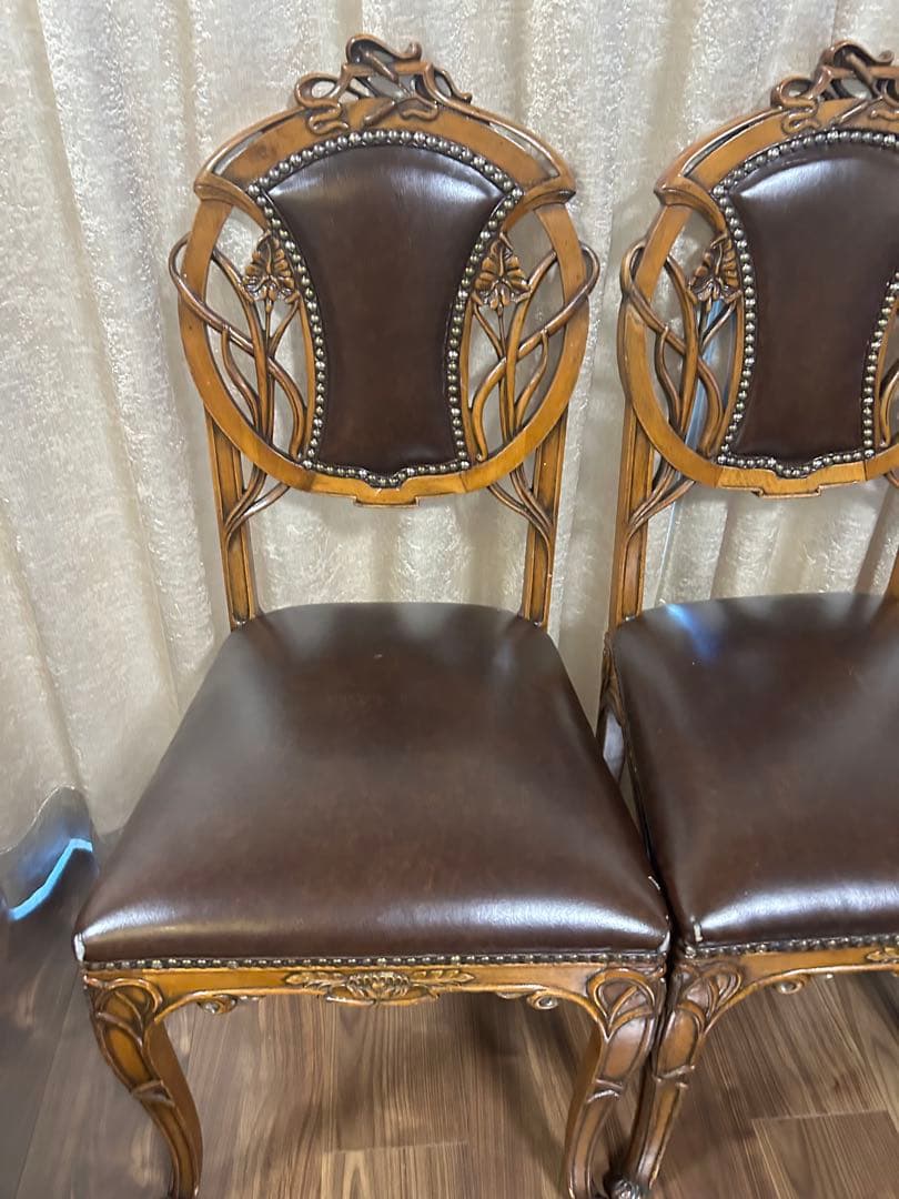 Medea アールヌーボー風 木製椅子 ブラウン4脚