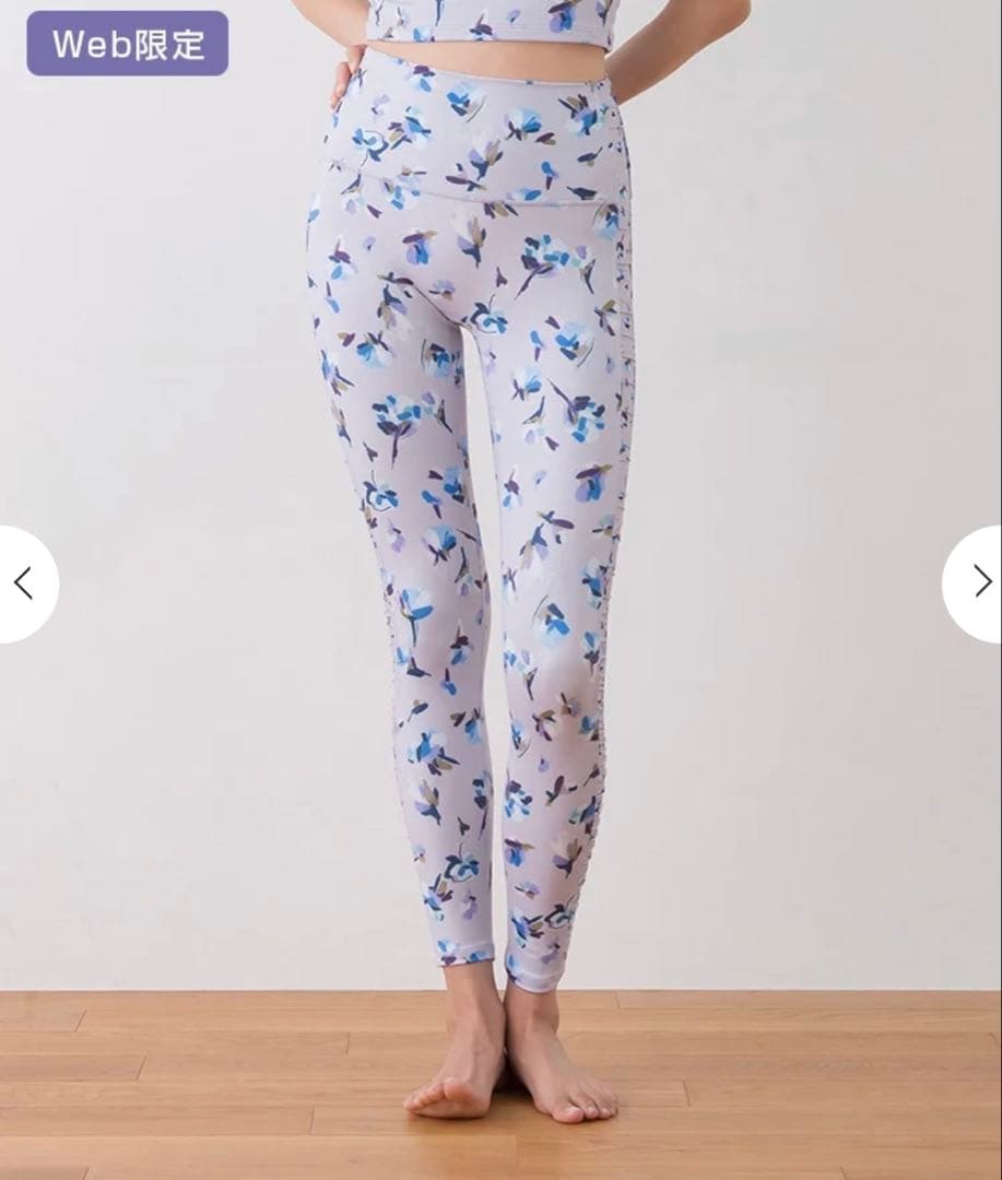 【SUKALA】ローズプリントレギンス　ラベンダーLサイズ