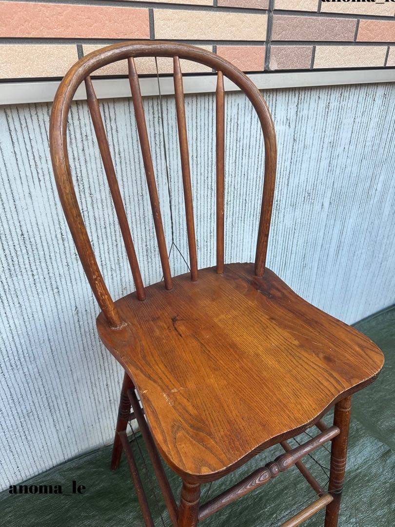 1023【ハイチェア】木製　スティックバック　ウィンザーチェア　USヴィンテージ