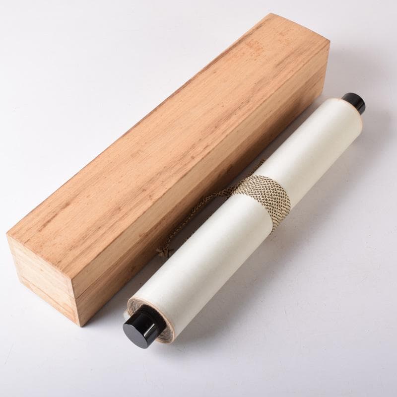 掛軸　前大徳　秋吉碩道筆　一行書　「秋来黄葉落紛々」　共箱　C　7740A