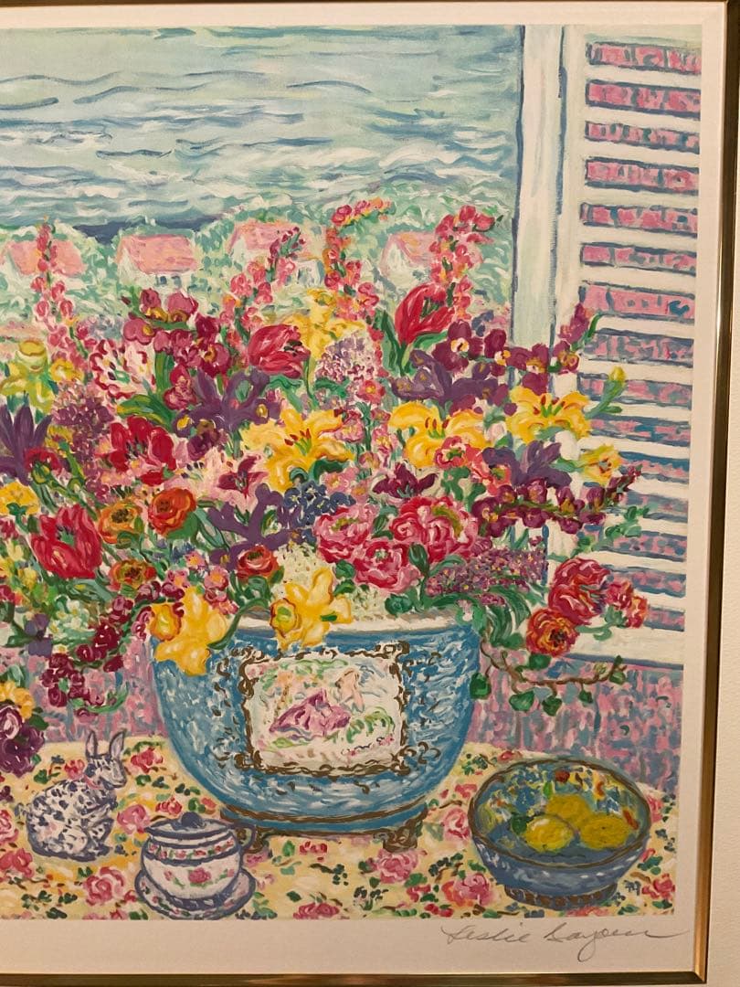 レスリー・セイヤー　「フレグラントブーケ」　シルクスクリーン　直筆サイン有り