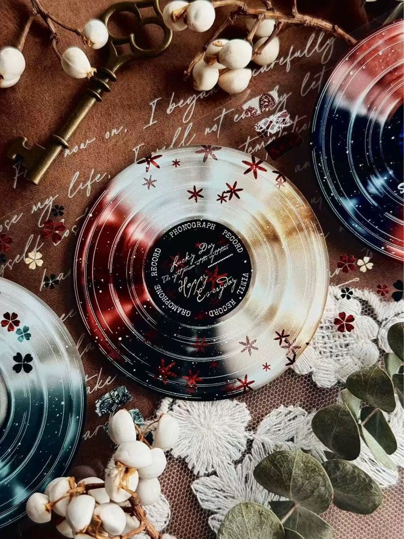 霖蓝汐原创手账《幻梦唱片》海外マスキングテープ　マステ 【2652】