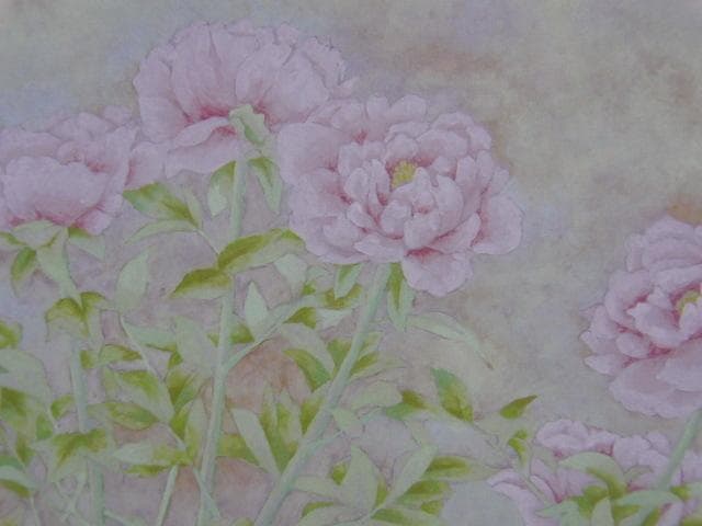 吉村年代、「庭に咲く」、希少な画集より、 新品高級額装付