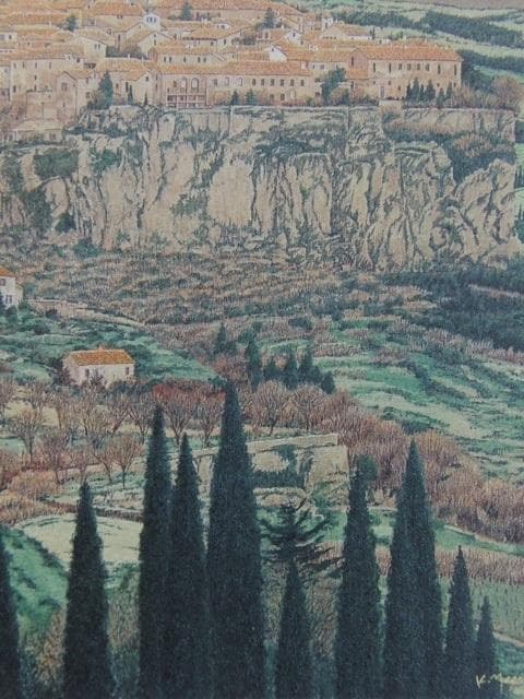 茂木紘一、【丘の街　オリヴィエート】、希少な大判額装用画集より