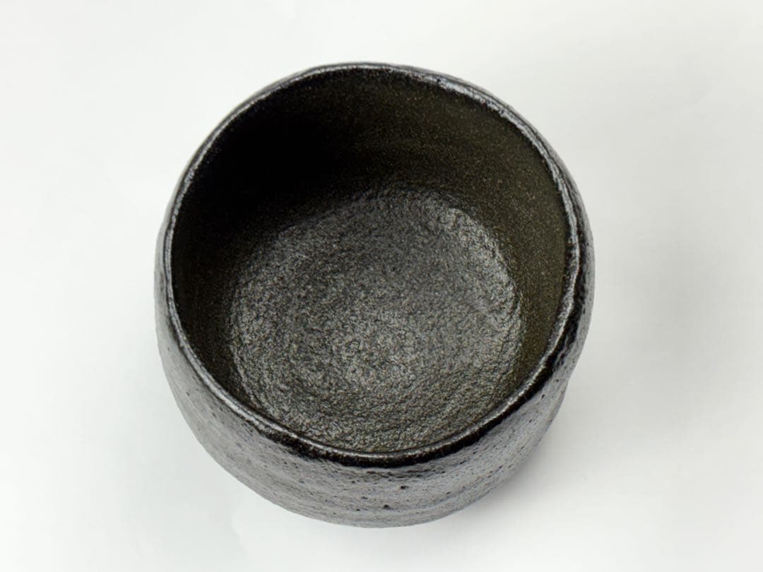 楽焼【佐々木昭楽】造 長次郎写 かせ釉 黒楽茶碗 共箱共布栞付R811172