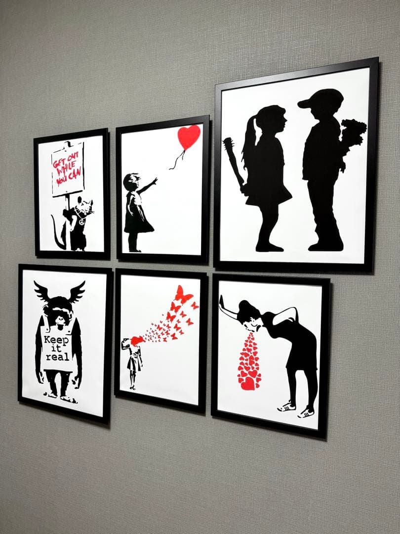 No.259フレーム付きキャンバスアート　バンクシー　バスキア　インテリア絵画