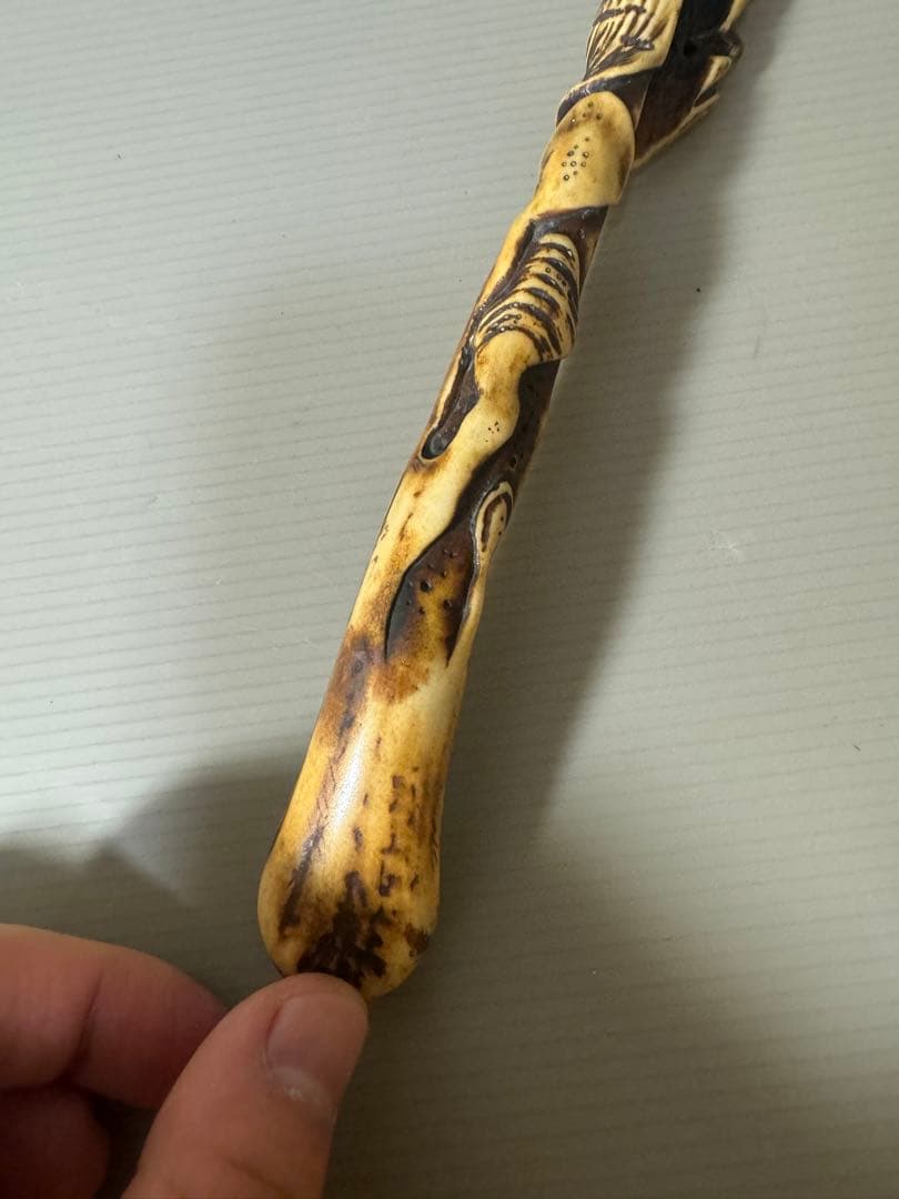 2123 骨董　煙管筒　堤物　彫刻物　時代物