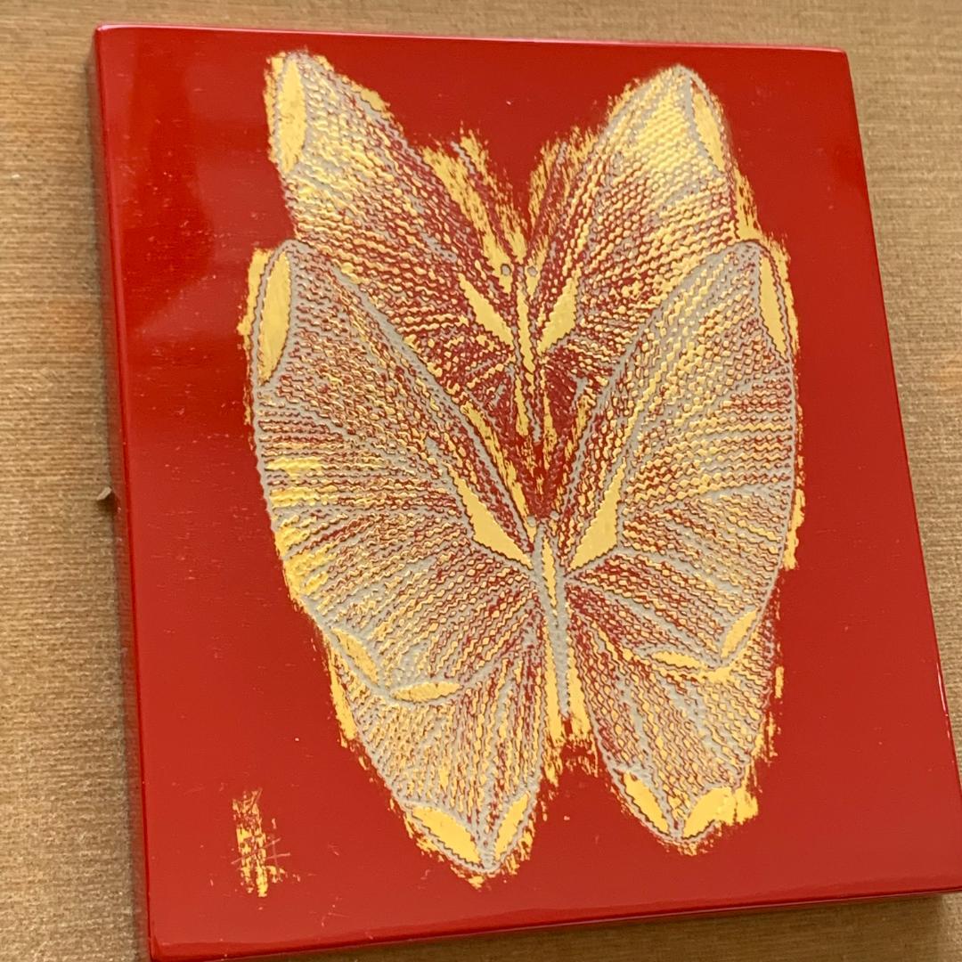 【模写】漆額　大脇義孝　香川作家　讃岐特産美術漆器　蝶　希少！