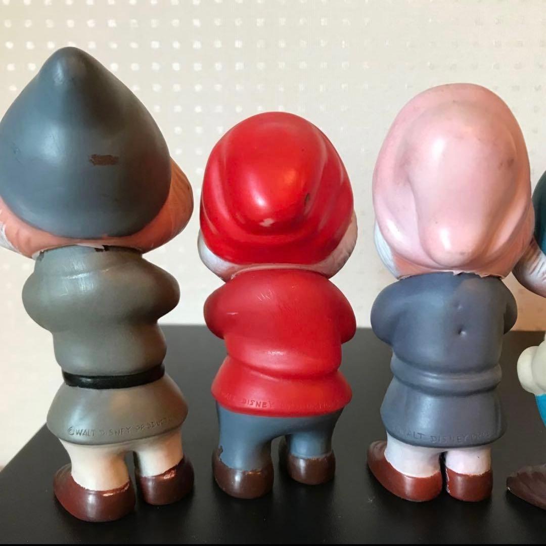 ディズニー　ビンテージ　白雪姫　７人の小人　ソフビフィギュア７人セット