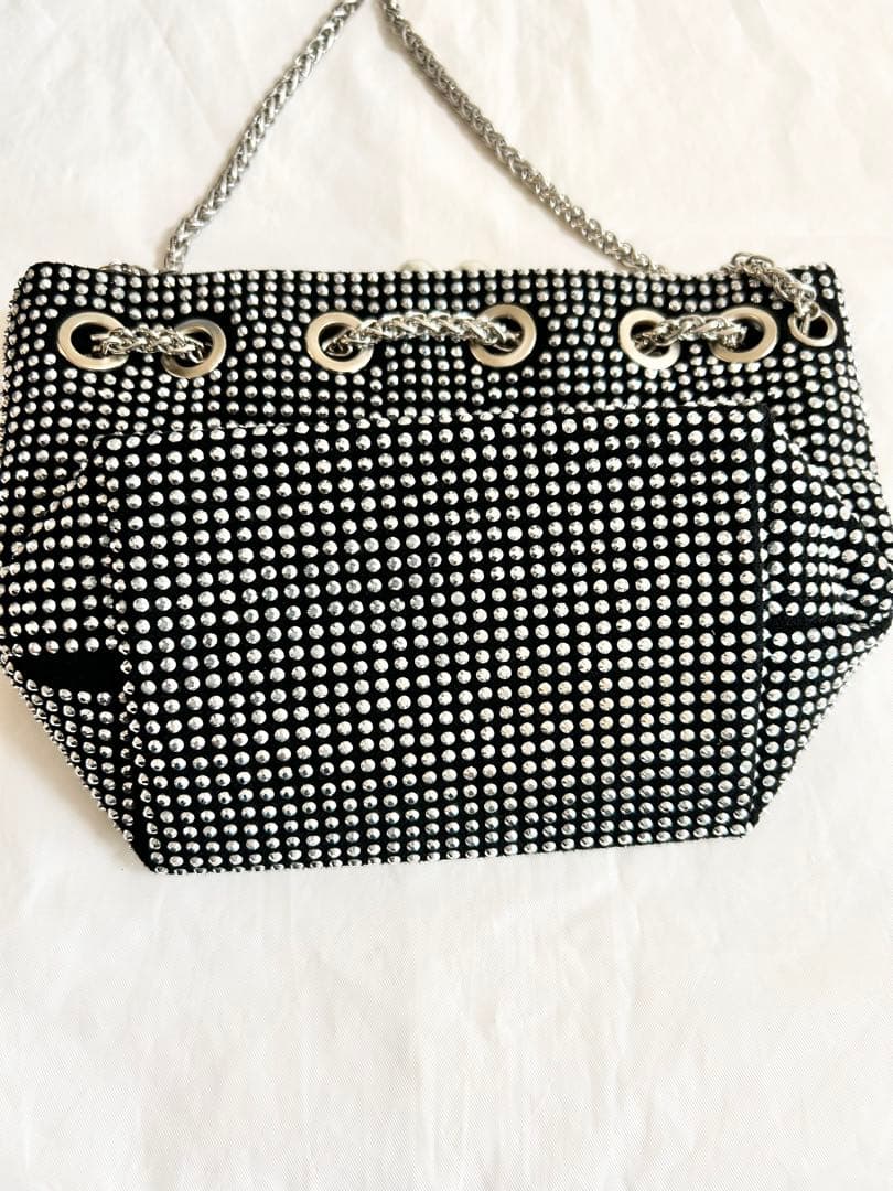 シャネル• ラインストーン CCロゴ 巾着型ショルダーバッグ