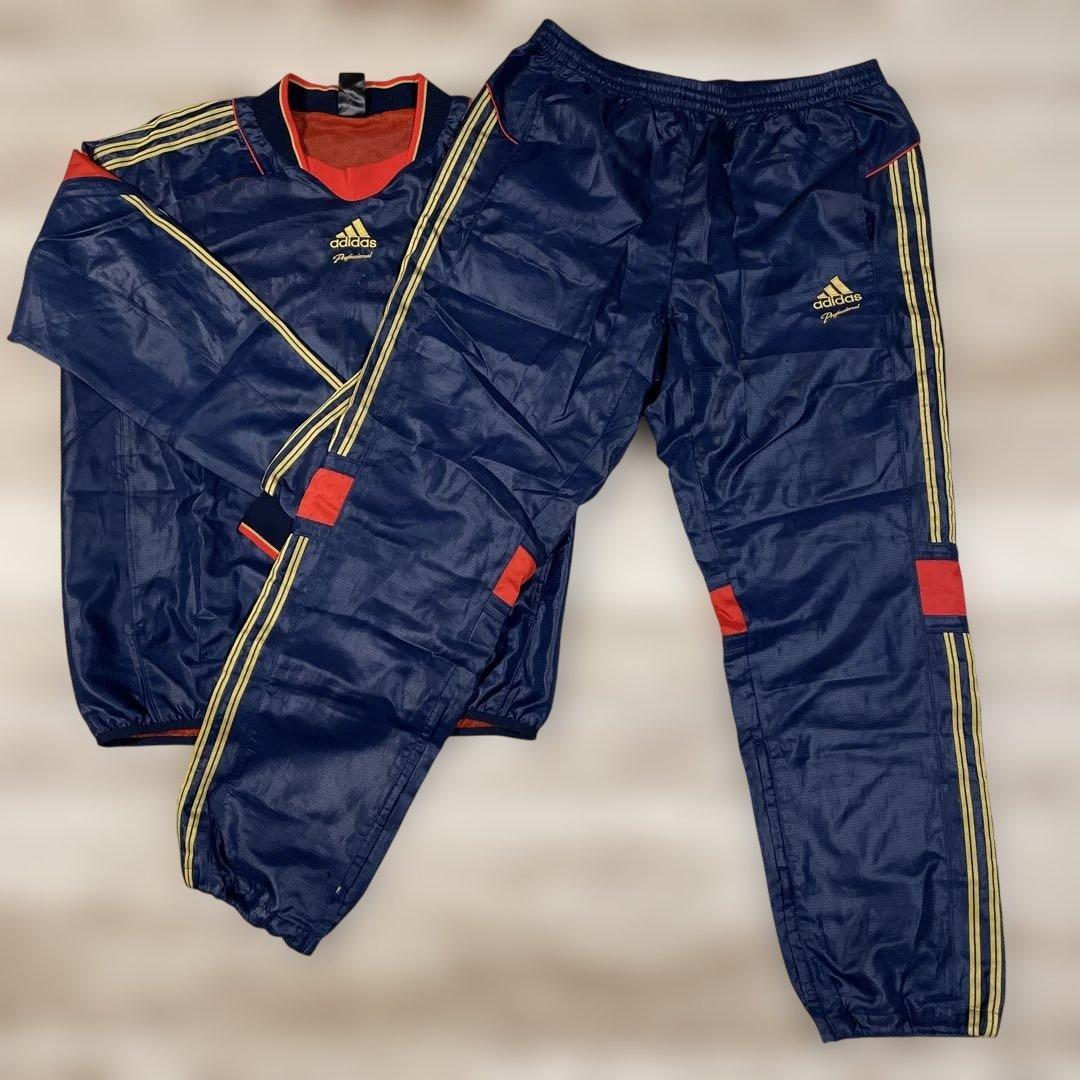 （美品）adidasトレーニングウェア ネイビーレッド 2XL 【大きいサイズ】