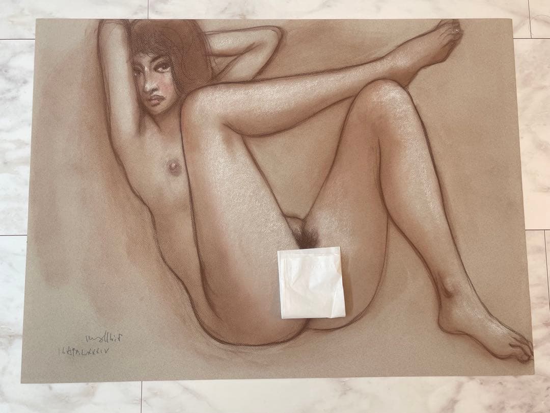 【真作】古沢岩美　大作　裸婦 パステル画