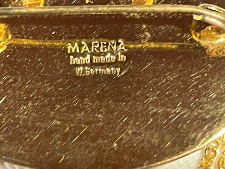 ビンテージ　MARENA ドイツ製　ブローチ 兼 ペンダントヘッド　ブラック