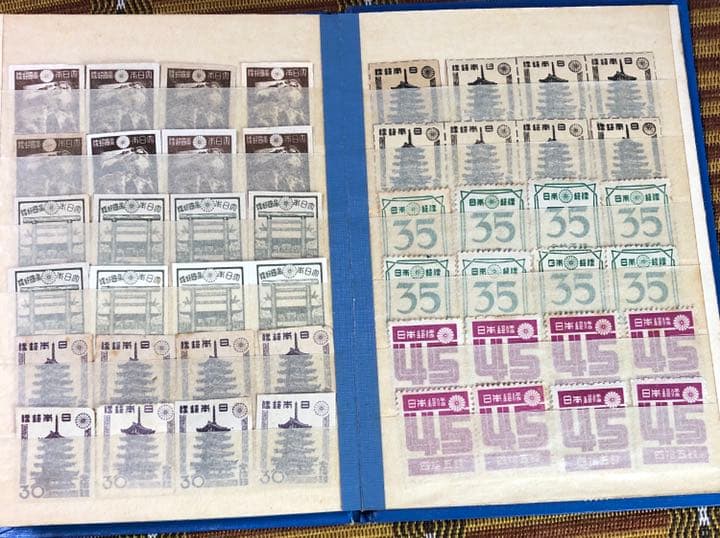 昭和12年〜25年 未使用普通切手24種8枚づつ計192枚ブック付 歴史的資料！