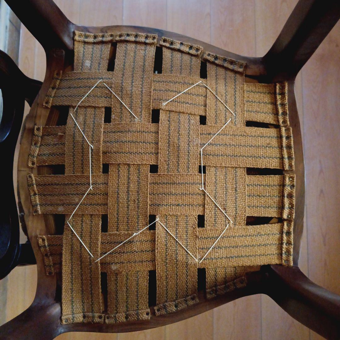 椅子２脚セット　ヴィクトリア時代のロココ・リバイバル• 麻布張りスプリング椅子