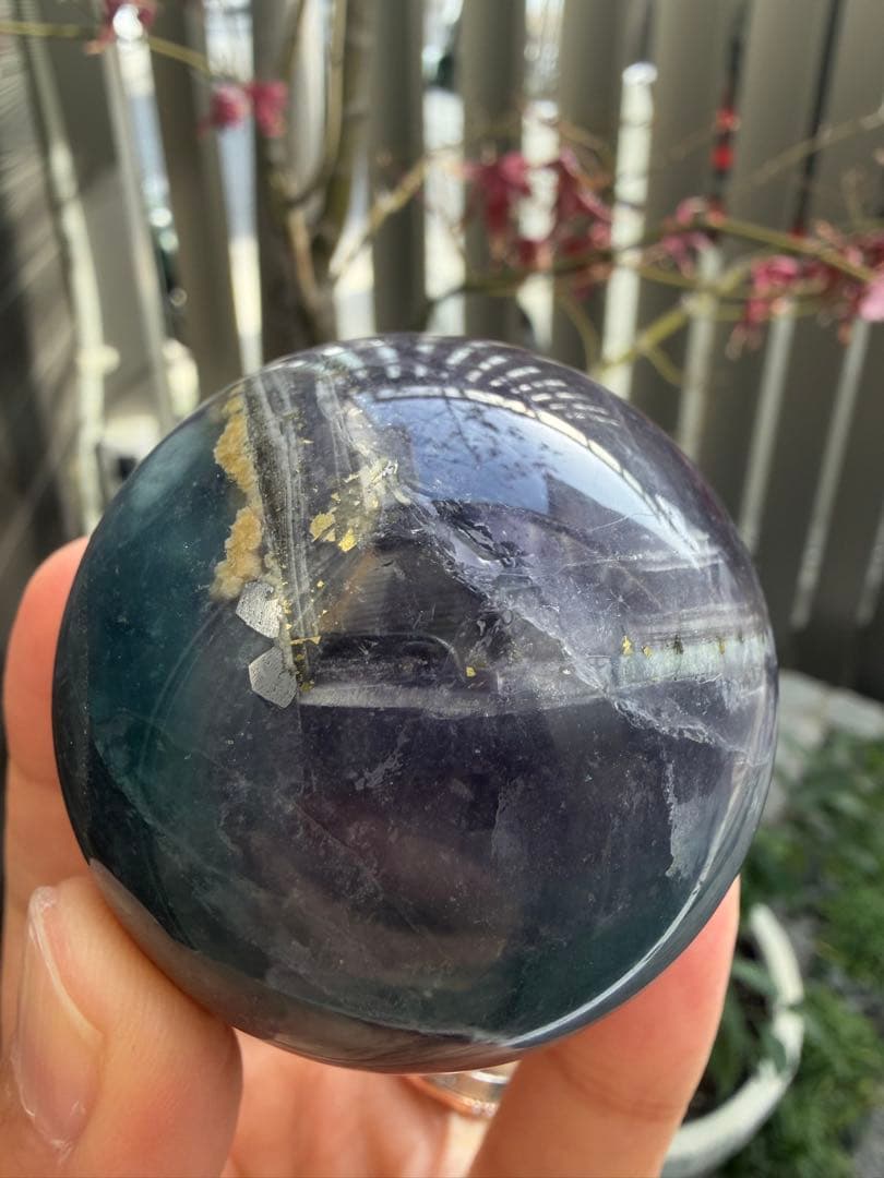 【希少】ナイジェリアフローライト　スフィア　フローライト　天然石　パイライト共生