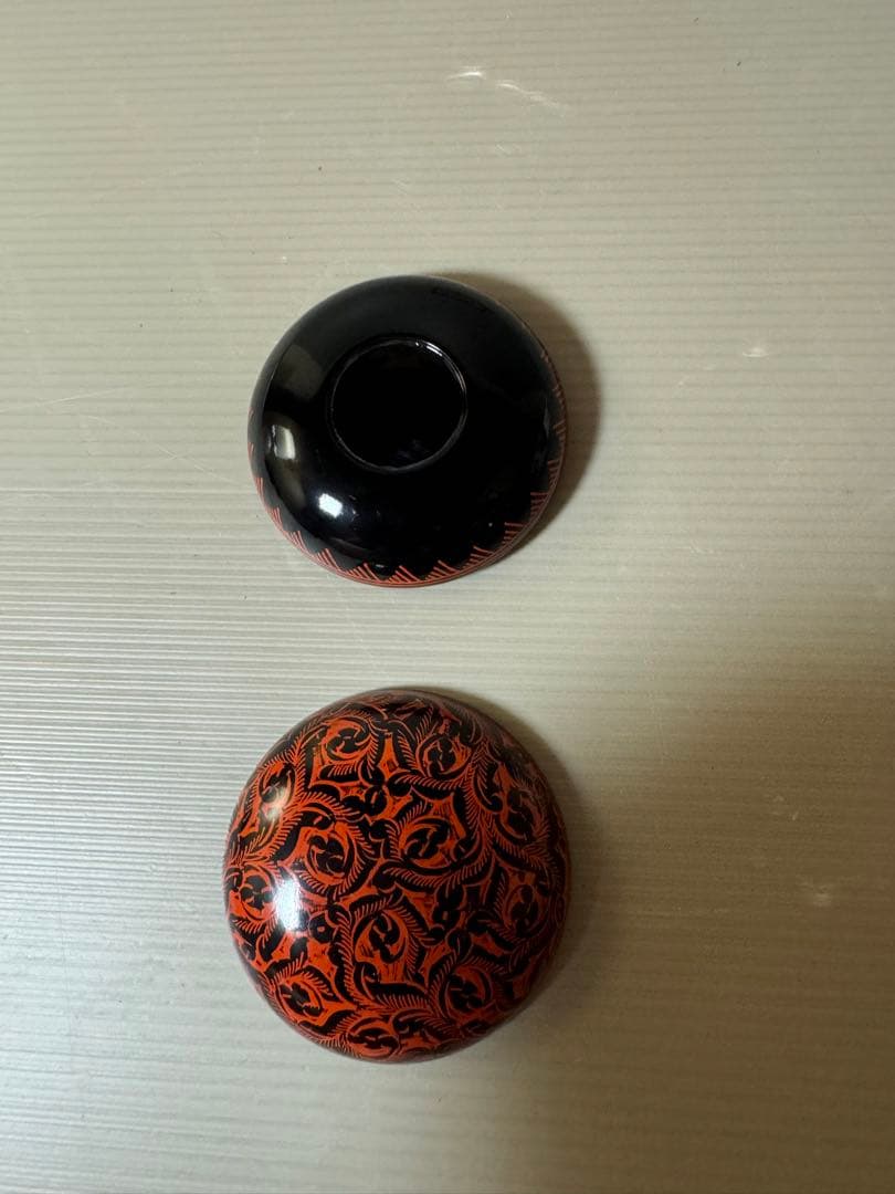 2770 讃岐 蒟醤塗 キンマ 丸香合 富山昇斎造 茶道具　未使用