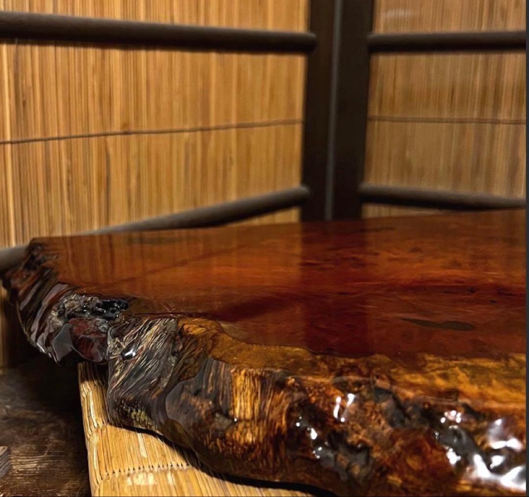 天然時代木 花梨 玉杢 瘤 花台 香台 盆栽台 敷板 約54㎝