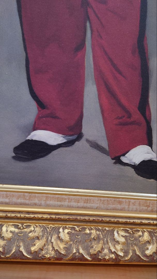 【中古品】マネ「笛を吹く少年」　油彩　複製画額　豪華額装