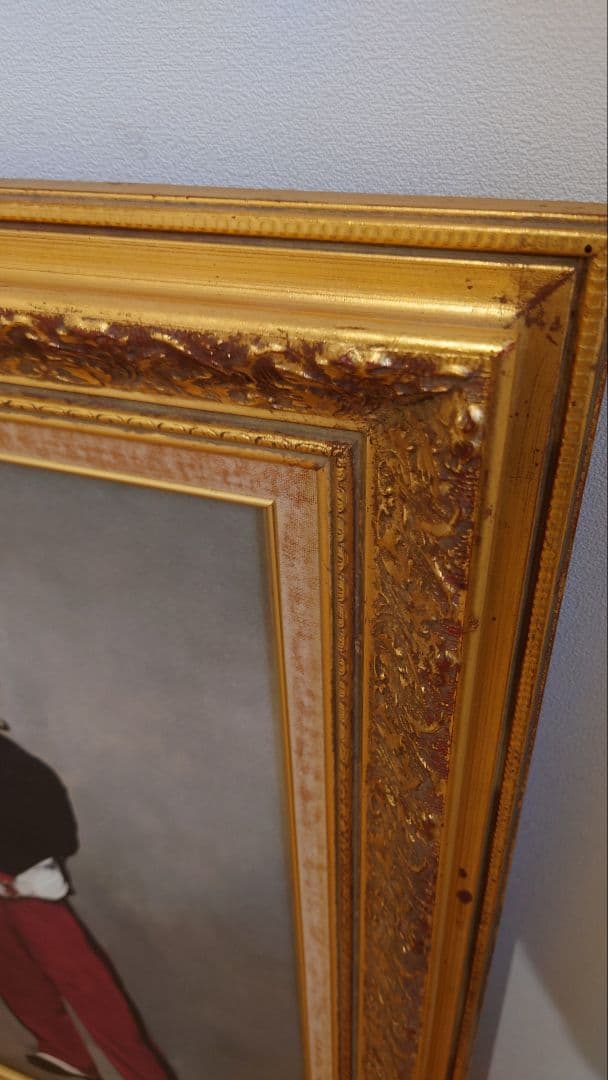 【中古品】マネ「笛を吹く少年」　油彩　複製画額　豪華額装