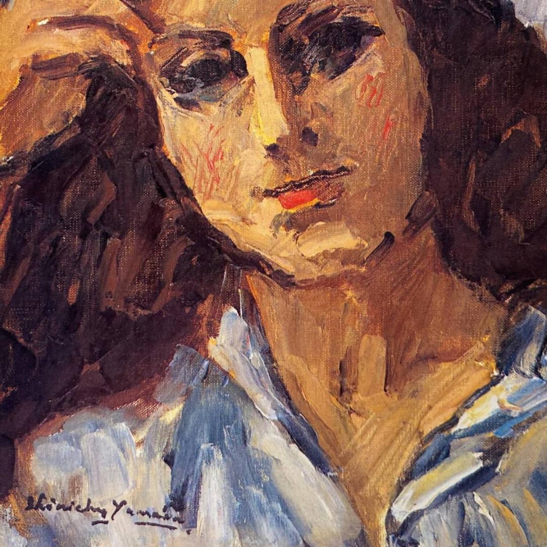 山田新一、【カロライナ】、希少な画集より、新品額装付、マット額装付き