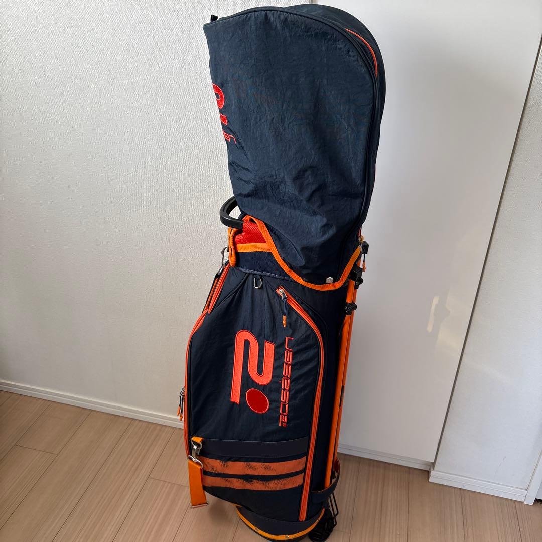 キャディバッグ 黒・オレンジ ロゴ入り