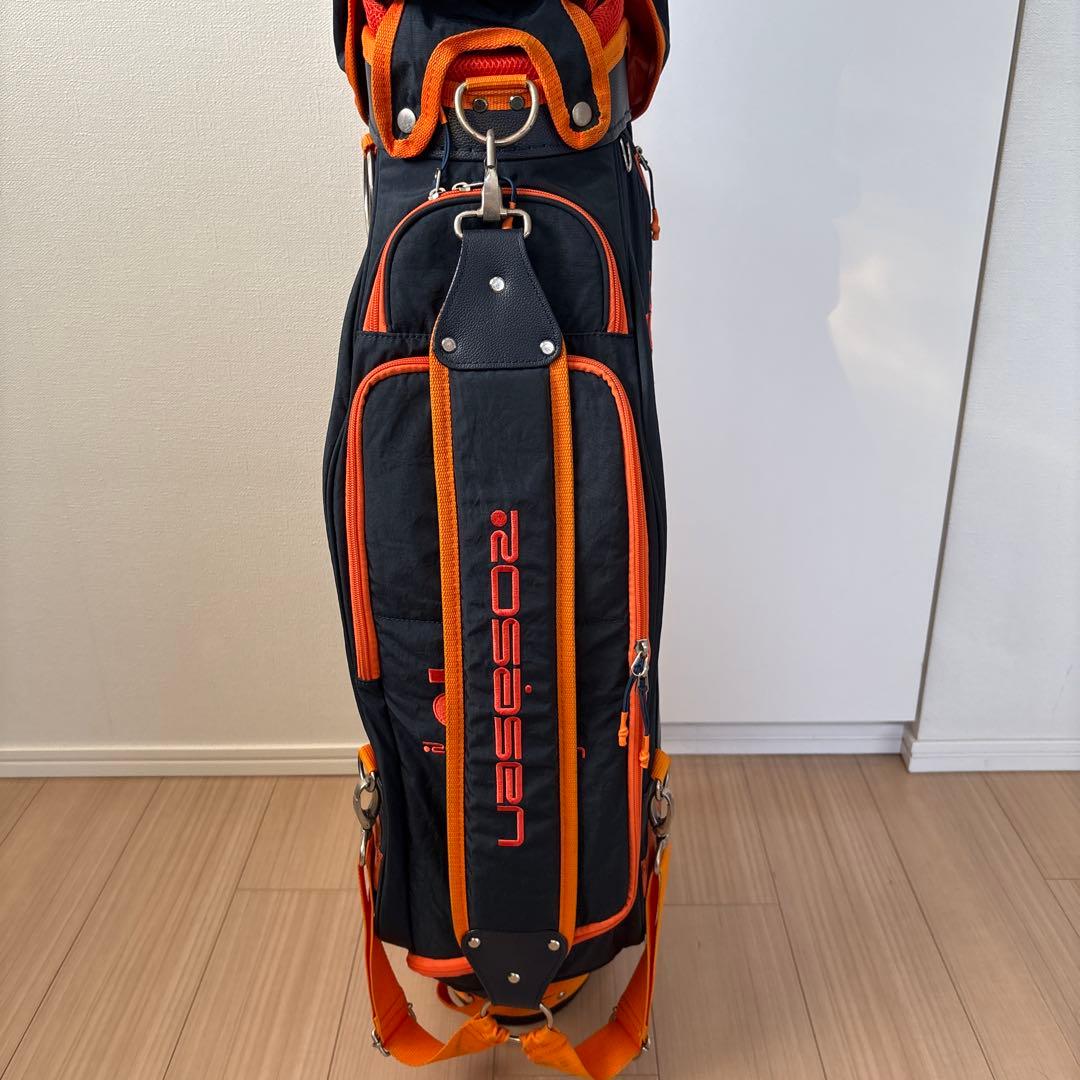 キャディバッグ 黒・オレンジ ロゴ入り