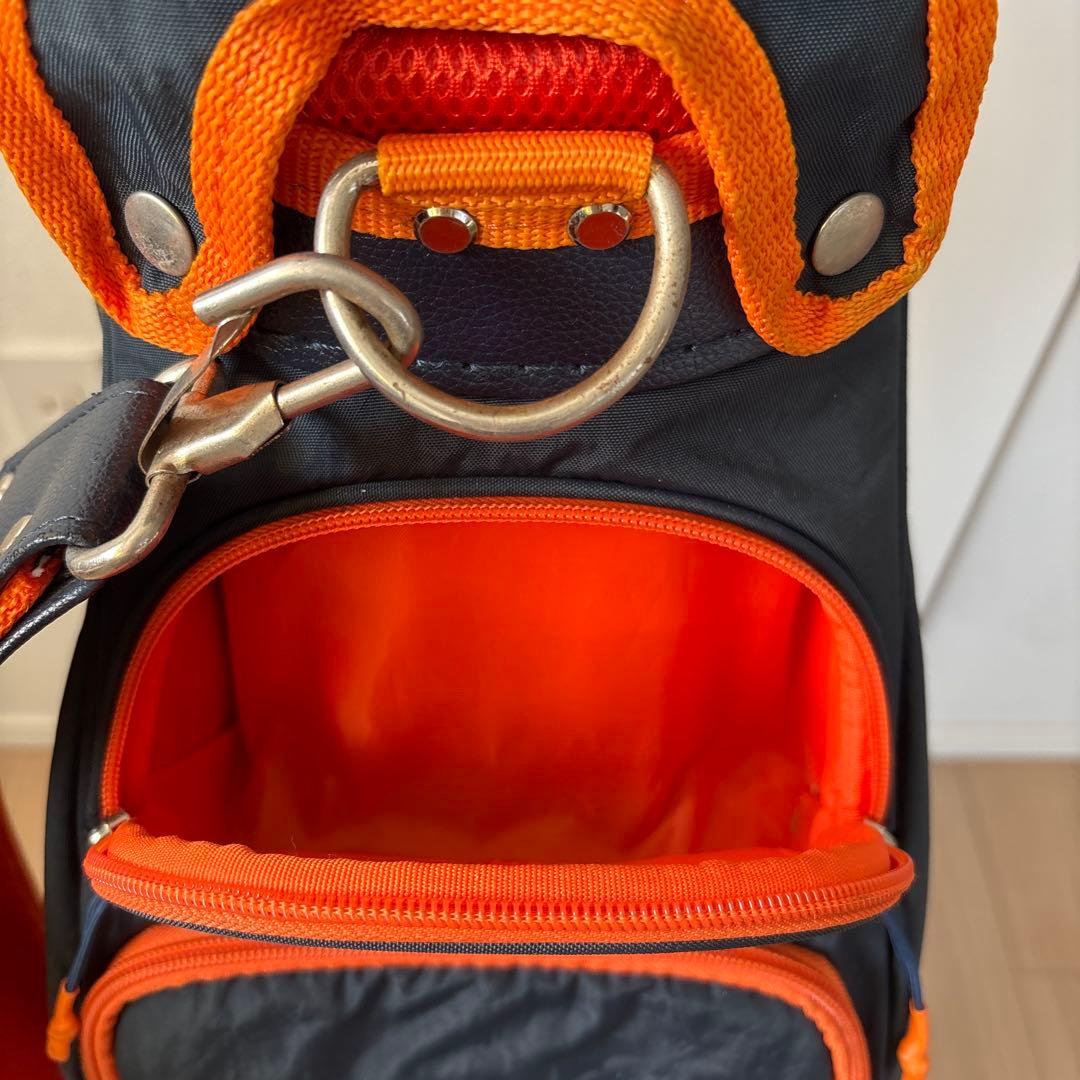 キャディバッグ 黒・オレンジ ロゴ入り