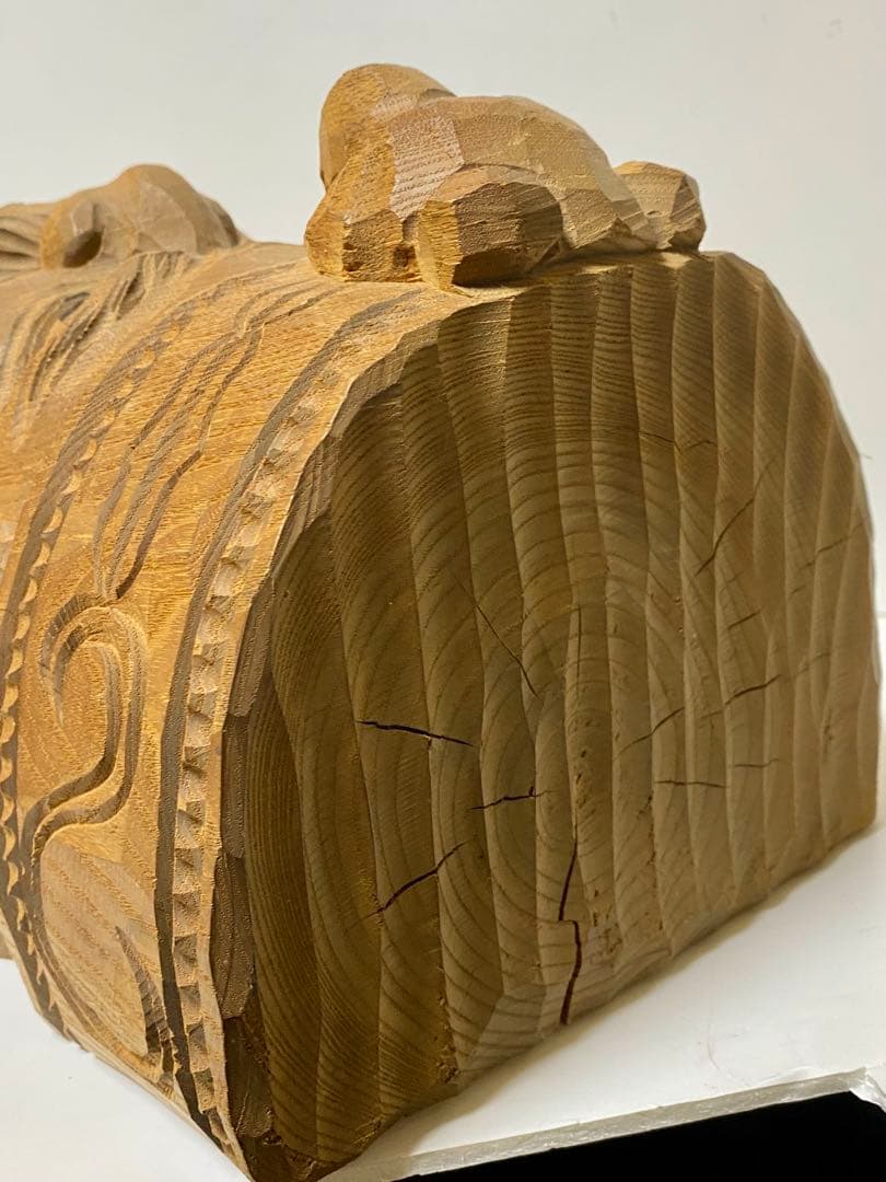 名工 【加藤貞光】作 加藤刀　木彫 北海道 熊 置物 アイヌ　高さ40cm レア