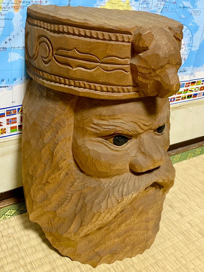 名工 【加藤貞光】作 加藤刀　木彫 北海道 熊 置物 アイヌ　高さ40cm レア