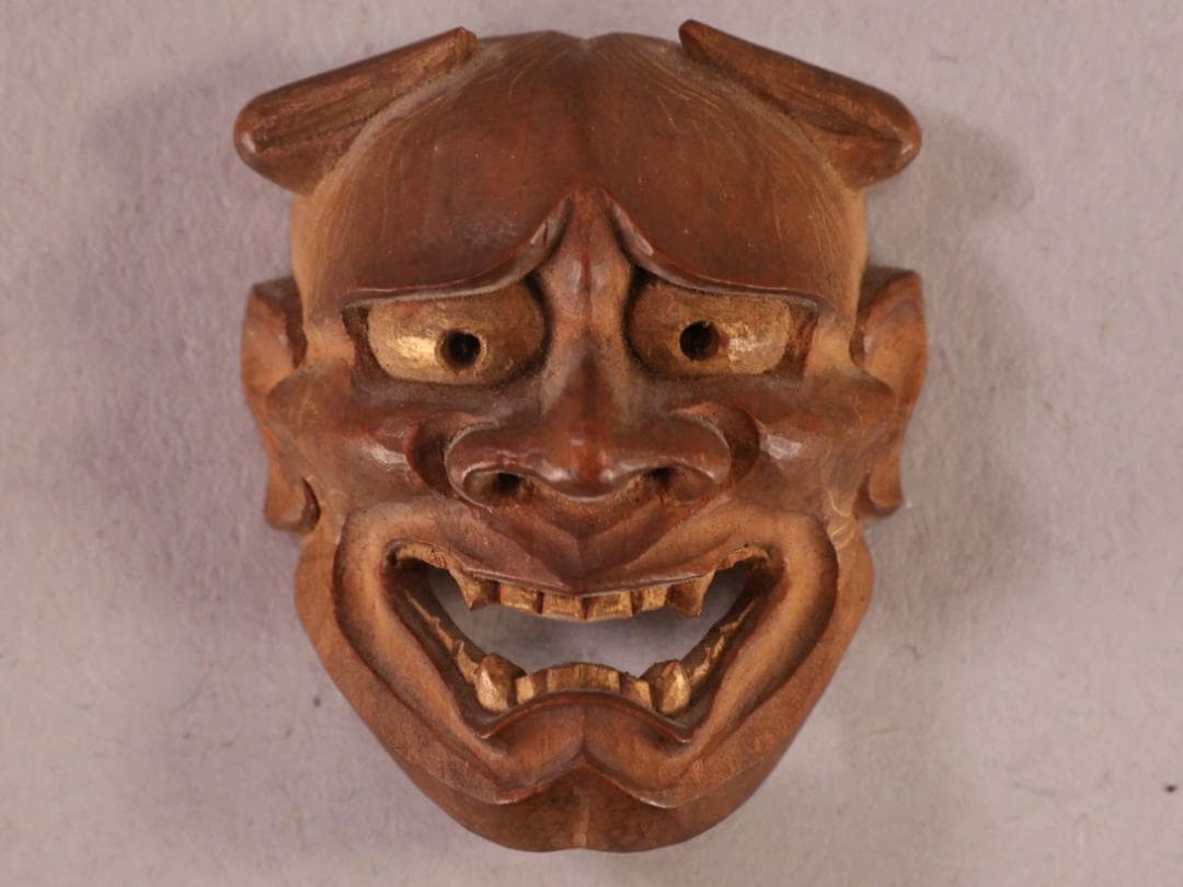 BK221　珍品　宝生 面工　鈴木慶雲 刀　金彩　根付　置物　飾り物